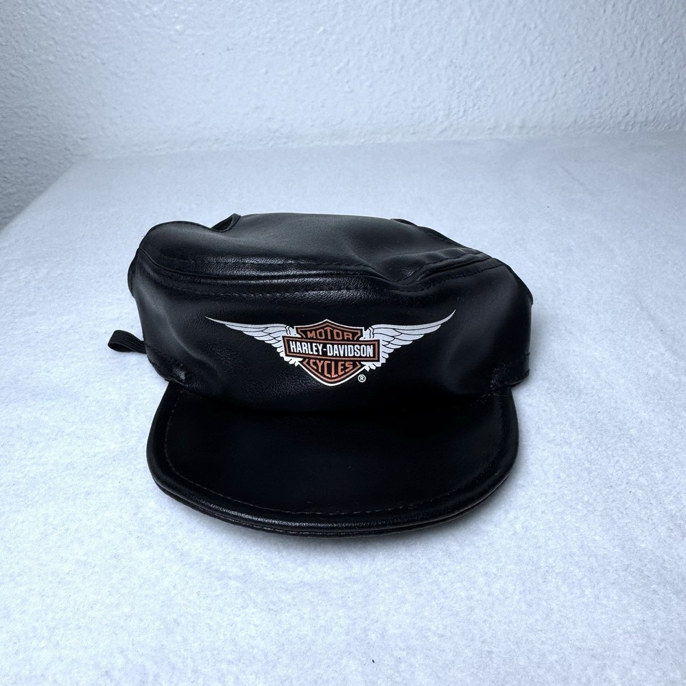 Harley Davidson Black Dog Hat With Chin Strap Size Medium 2000 Motorcycle